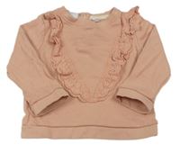 Růžová mikina s volánky s madeirou Manguun