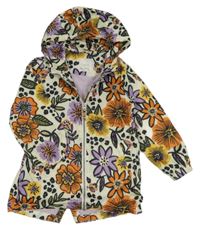 Smetanová šusťáková podzimní parka s květy a lístečky a kapucí Next