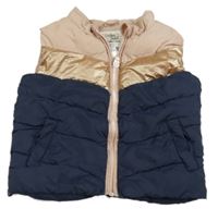 Tmavomodro-růžová šusťáková zateplená vesta Vertbaudet