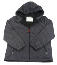 Tmavošedá melírovaná sofsthellová bunda s kapucí 