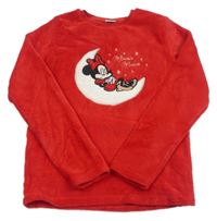 Nové - Červená plyšová pyžamová mikina s Minnie Disney