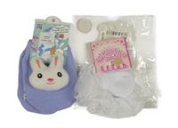 Nové - Fialové punčocháče se zajícem + bílé s krajkou 