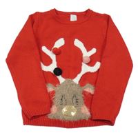 Červený svetr se sobem C&A