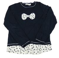 Tmavomodrý svetr s mašlí a halenkou Orchestra