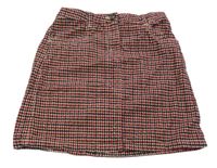 Béžovo-rubínovo-tmavomodrá vzorovaná manšestrová sukně Nutmeg