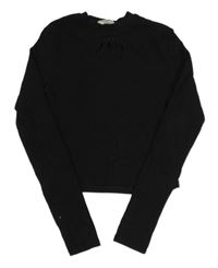 Černé žebrované crop triko s průstřihy H&M