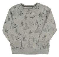 Šedá melírovaná mikina se zvířaty a iglú George