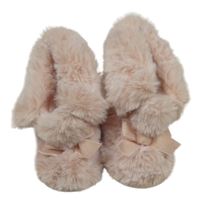 Nové - světlerůžové kožešinové válenky s mašlí Nutmeg vel. 20