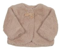 Světlerůžová kožešinová podšitá bunda s mašlí Matalan