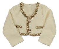 Smetanové bolérko s copánkovým lemem Shein