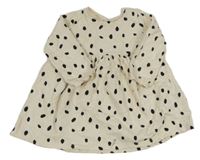 Smetanovo-černé puntíkaté teplákové šaty F&F