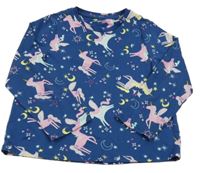 Tmavomodré pyžamové triko s jednorožci 