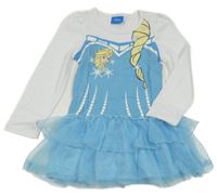 Bílo-modré šaty s Elsou a tylovou vrstvenou sukní Disney