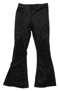 Černé sametové třpytivé flare kalhoty 