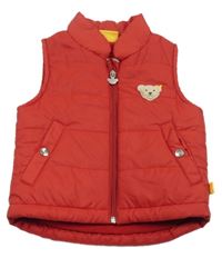 Červená šusťáková zateplená vesta s medvídkem 