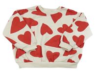 Smetanovo-červená mikina se srdíčky Matalan