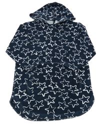 Tmavomomodrý froté župan s hvězdičkami a kapucí Tu