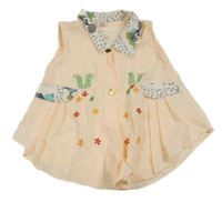 Meruňková halenka s výšivkami a vzorovaným límečkem