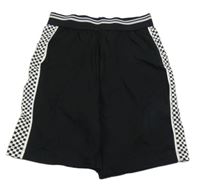 Černé bavlněné kraťasy s kostkovaným pruhem Next