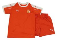 2set - Červeno-bílé sportovní funkční tričko s potiskem + kraťasy Puma