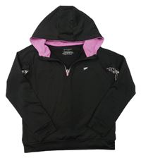 Černá sportovní mikina s potiskem a kapucí Primark