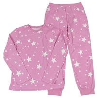 Růžové slabé fleecové pyžamo s hvězdami F&F
