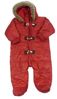 Červená šusťáková zimní kombinéza s kapucí M&S