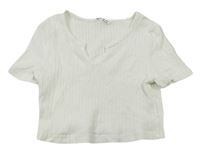 Bílé žebrované crop tričko Shein 