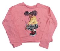 Růžové crop triko s holčičkou F&F