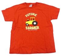 Červené tričko s trakrorem Fruit of the Loom