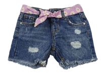 Modré riflové kraťasy s prošoupáním a páskem Denim 