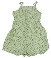 Světlezelený kraťasový overal s kytičkami zn. H&M