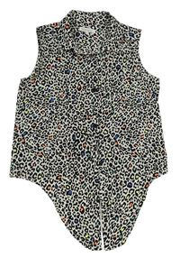 Černo-bílo-barevná vzorovaná crop halenka s uzlem Bluezoo 