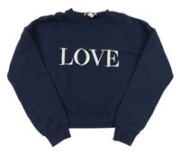 Tmavomodrá crop mikina s nápisem H&M