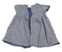 Tmavomodro-bílé pruhované plátěné šaty H&M
