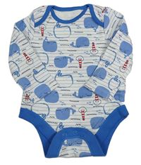 Bílo-modré body s velrybami F&F