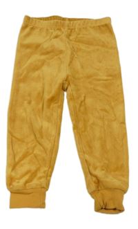 Okrové sametové cuff kalhoty Zara
