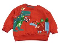 Červená mikina s dinosaury a flitry zn. F&F