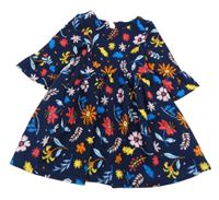 Tmavomodré vzorované šaty s kytičkami St. Bernard