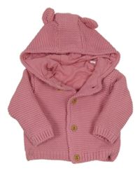 Růžový propínací podšitý svetr s kapucí M&S