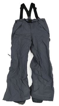 Šedé funkční šusťákové oteplovačky s odepínacími kšandami Trespas