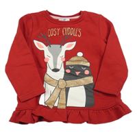 Červená mikina se zvířátky a volánkem Topolino 