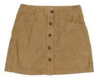 Béžová manšestrová sukně s knoflíčky F&F