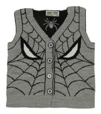 Šedo-černá svetrová vesta se Spider-manem GogoBici