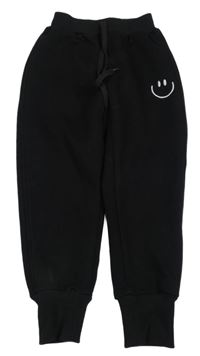 Černé zateplené tepláky se smajlíkem 