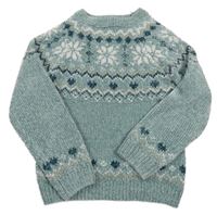 Světlemodrý vzorovaný žinylkový svetr Primark 