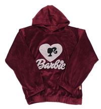 Vínová sametová mikina s Barbie a kapucí 