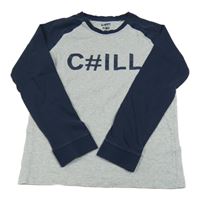 Šedo-tmavomodré triko s nápisem Tchibo 