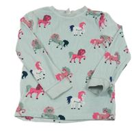 Zelenkavá plyšová mikina s koníky Topolino