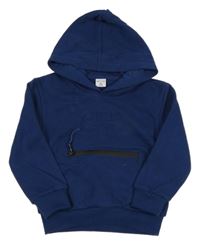 Tmavomodrá mikina s 3D nápisem a kapucí 